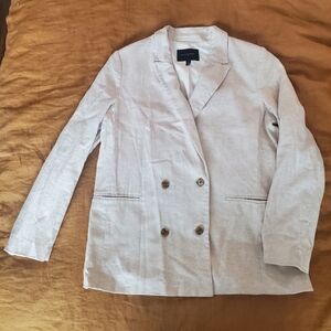 Banana Republic Factory Double Breasted Linen Blend Blazer Flax